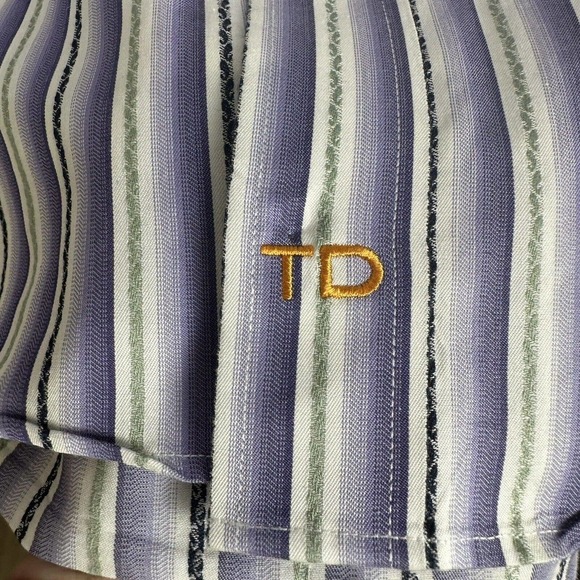 Thomas Dean Purple Shirt Mens L Striped 100% Cotton Button‎ Up Long Sleeve - Picture 4 of 9